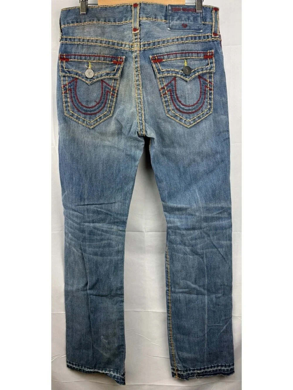 True Religion Men's US Size 32 Ricky Distressed Denim Blue Jeans